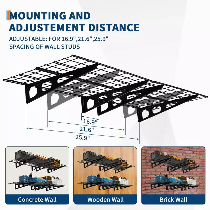2-Pack Wall-Mounted Garage Storage Shelves – 2x6ft Floating Rack, 1600 LB Total Capacity