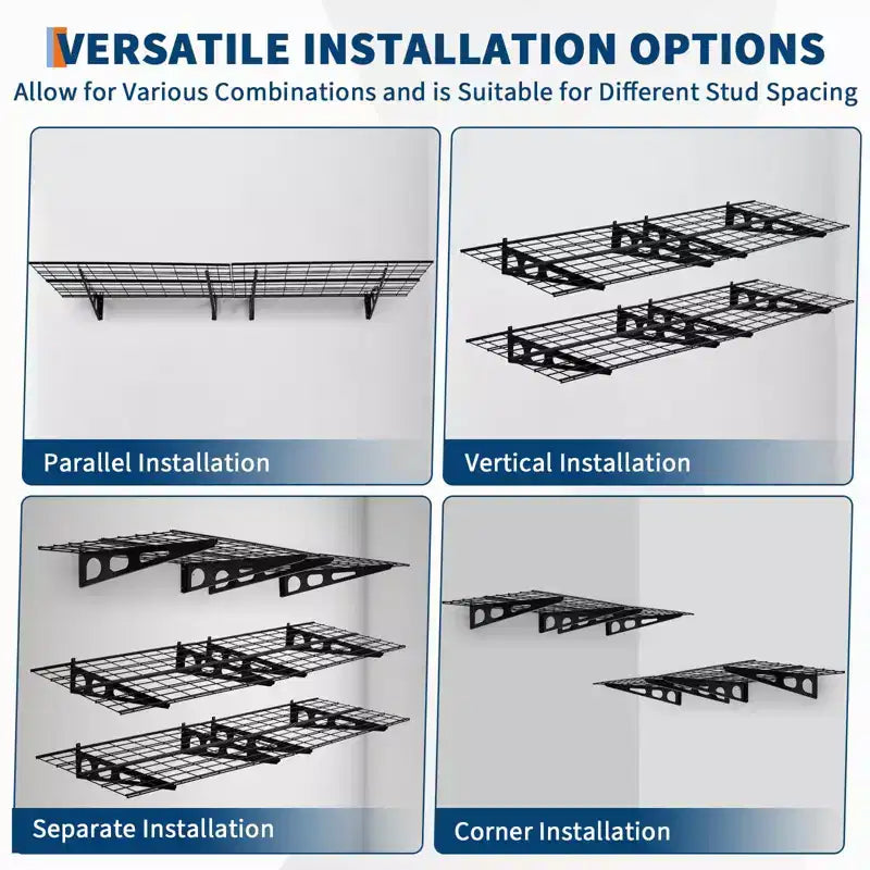2-Pack Wall-Mounted Garage Storage Shelves – 2x6ft Floating Rack, 1600 LB Total Capacity