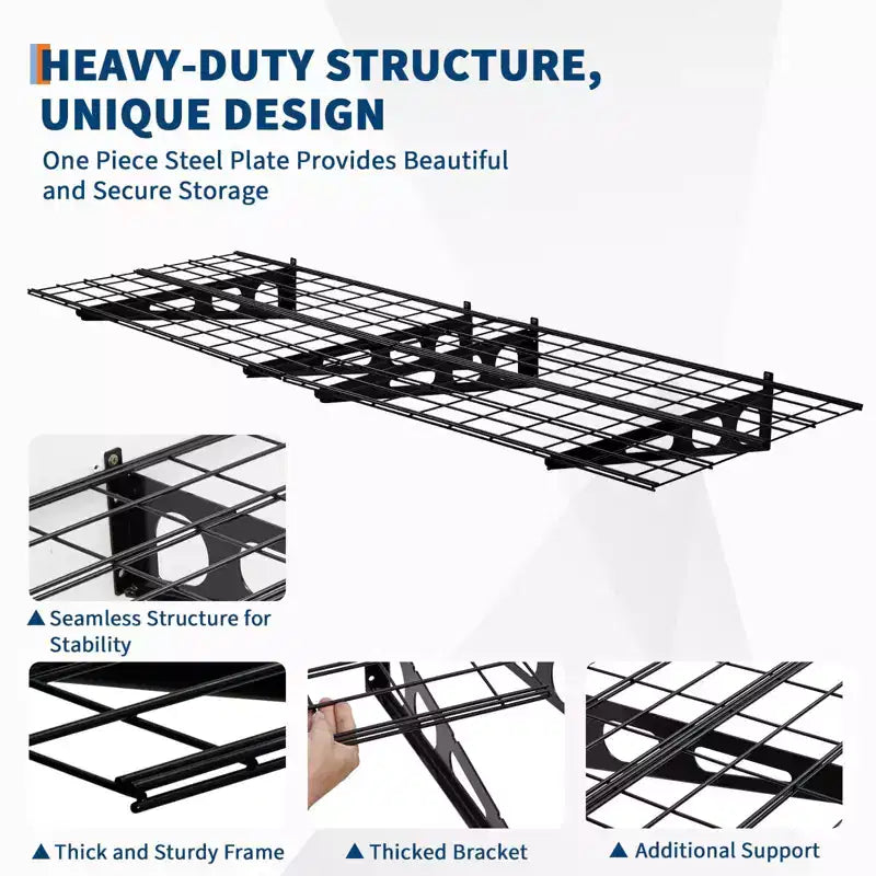 2-Pack Wall-Mounted Garage Storage Shelves – 2x6ft Floating Rack, 1600 LB Total Capacity