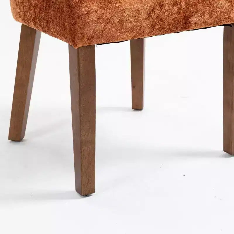 Set of 2 Chenille Upholstered Dining Chairs with Brass Nailhead Trim & Hardwood Frame