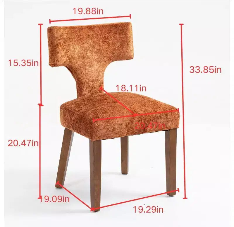 Set of 2 Chenille Upholstered Dining Chairs with Brass Nailhead Trim & Hardwood Frame