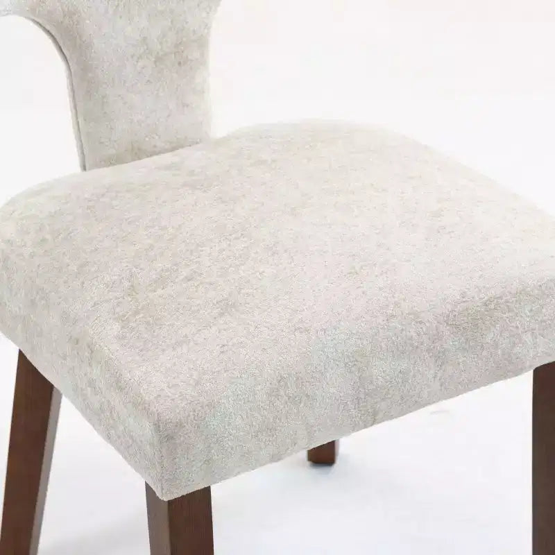 Set of 2 Chenille Upholstered Dining Chairs with Brass Nailhead Trim & Hardwood Frame