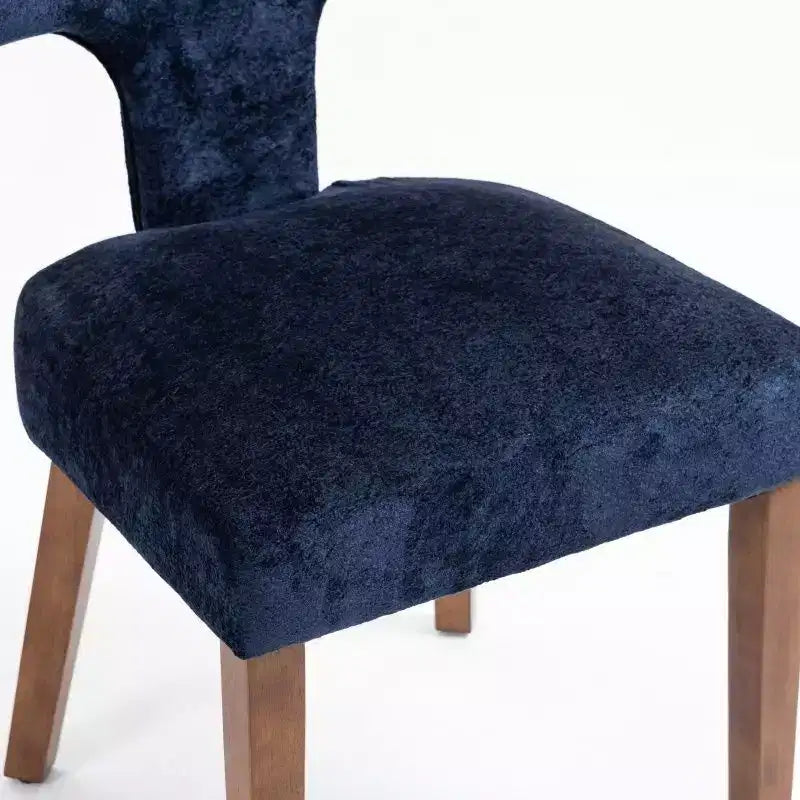 Set of 2 Chenille Upholstered Dining Chairs with Brass Nailhead Trim & Hardwood Frame