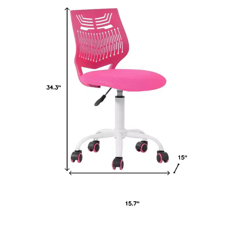 Fuchsia & White Adjustable Height Swivel Rolling Office Chair – Ergonomic, 250 LB Capacity