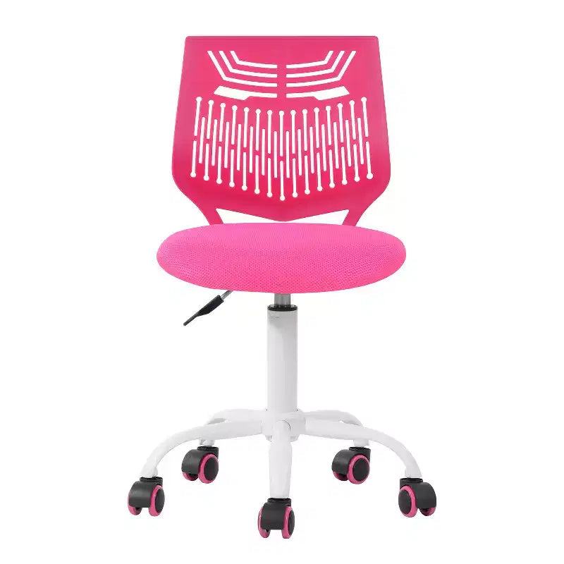 Fuchsia & White Adjustable Height Swivel Rolling Office Chair – Ergonomic, 250 LB Capacity