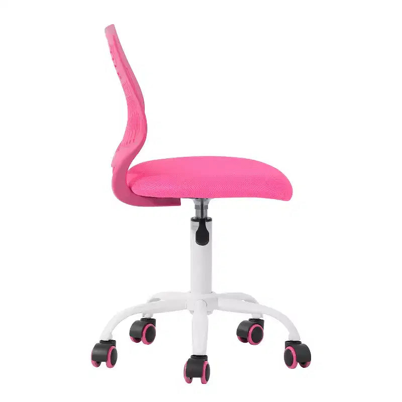 Fuchsia & White Adjustable Height Swivel Rolling Office Chair – Ergonomic, 250 LB Capacity