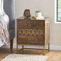 Nightstand End Table Bed Beside Table Sofa Side Table Accent Table with 3 Drawers, Mango Wood - ModernLuxe
