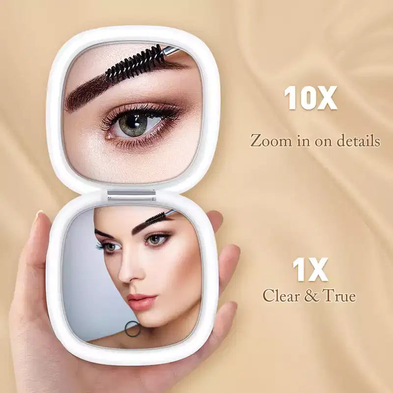 5in LED Travel Makeup Mirror with 1X/10X Magnification, 30 LEDs, Foldable & Portable