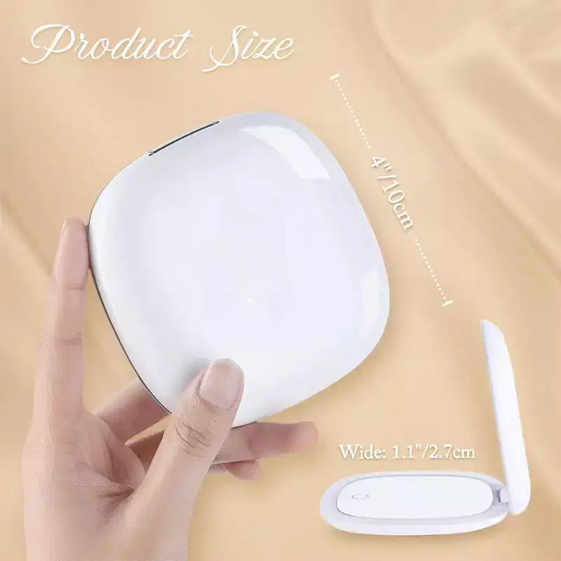 5in LED Travel Makeup Mirror with 1X/10X Magnification, 30 LEDs, Foldable & Portable
