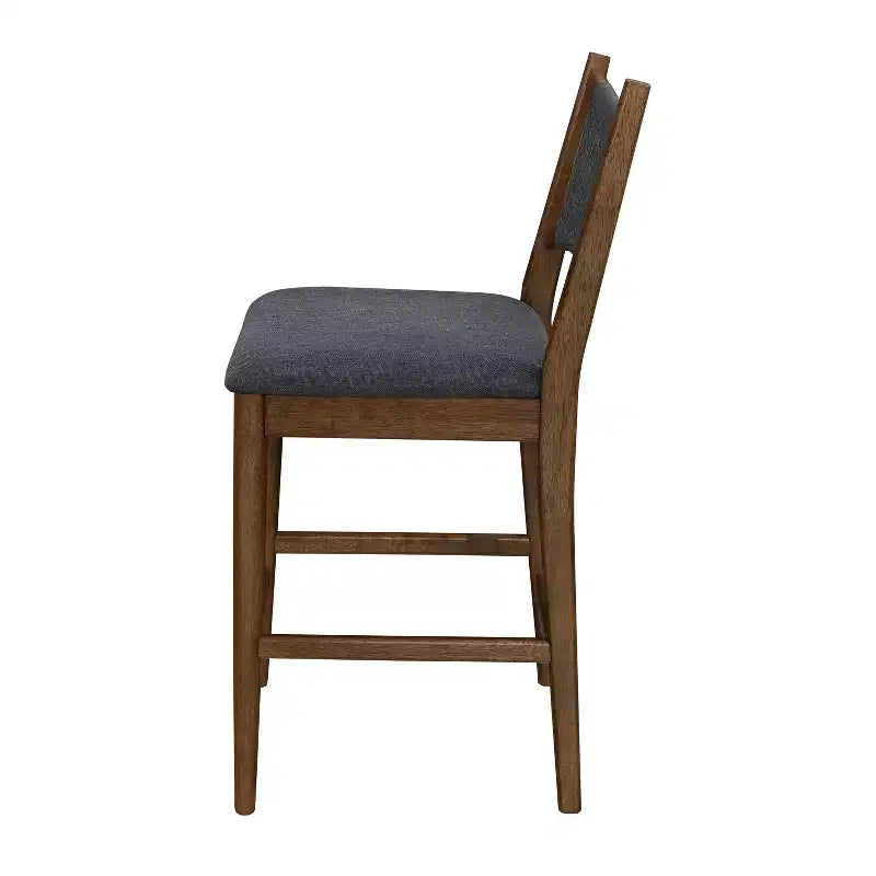 Set of 2 Modern Counter Stools with Woven Rope Backrest & Upholstered Seat – Rubberwood