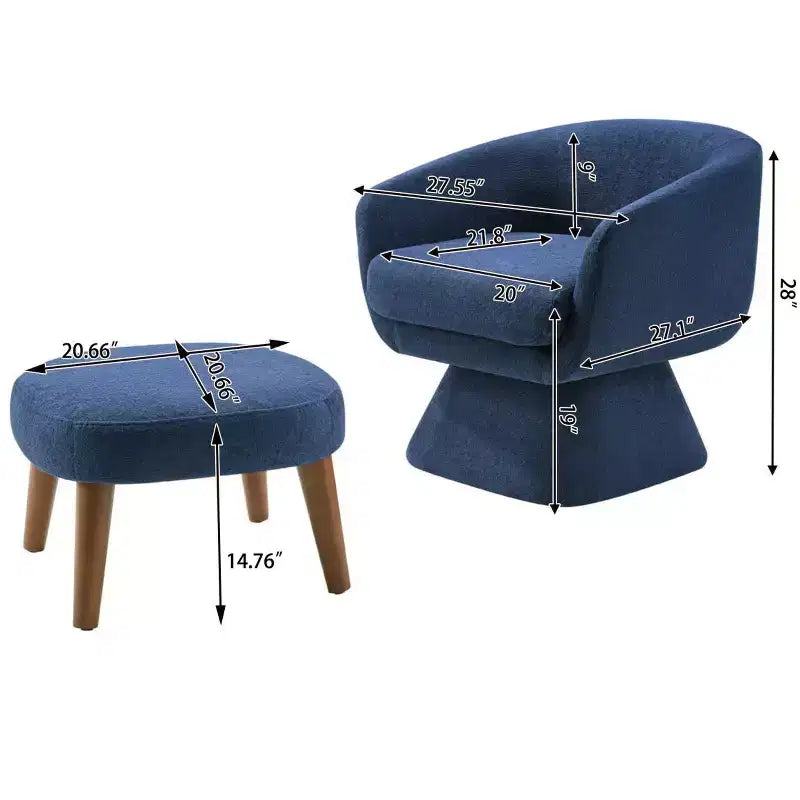 Modern Fabric Swivel Accent Chair & Ottoman Set – 360° Rotation, Padded Seat, Living Room