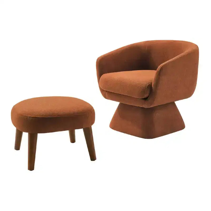 Modern Fabric Swivel Accent Chair & Ottoman Set – 360° Rotation, Padded Seat, Living Room