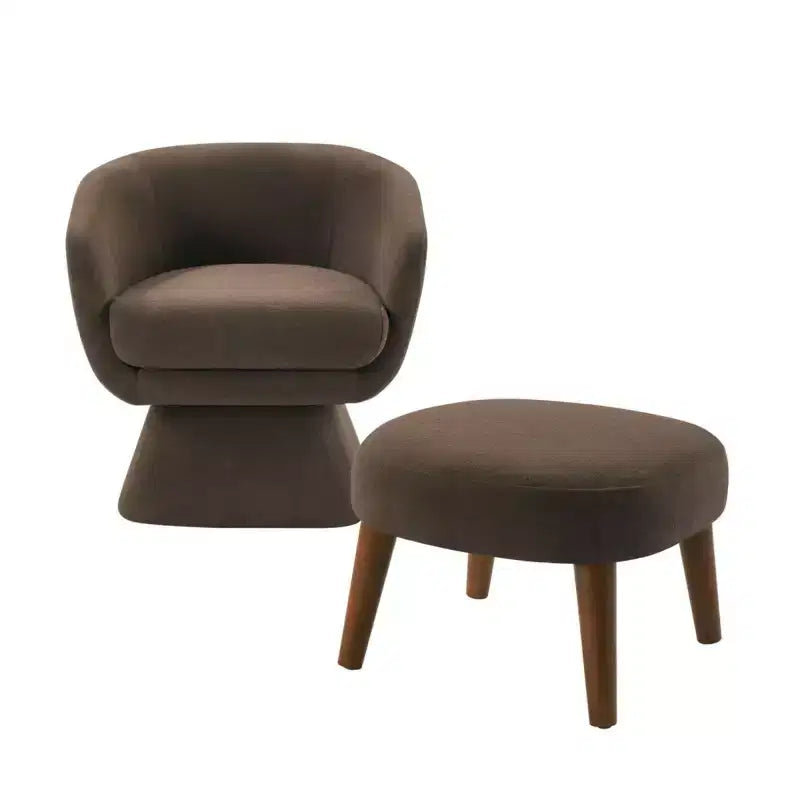 Modern Fabric Swivel Accent Chair & Ottoman Set – 360° Rotation, Padded Seat, Living Room