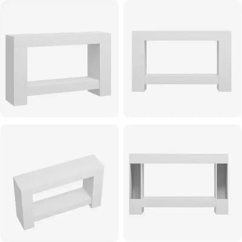 63in Farmhouse Console Table with H-Shaped Base & Lower Shelf – Narrow Entryway Sofa Table