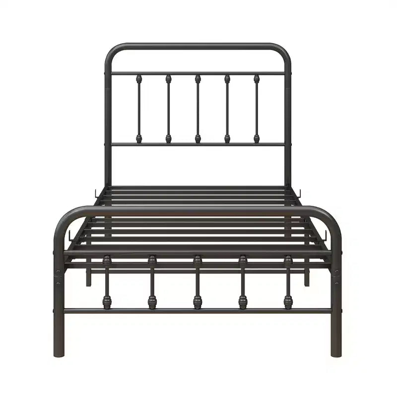 Twin Metal Platform Bed Frame with Headboard & Footboard – Under-Bed Storage, No Box Spring