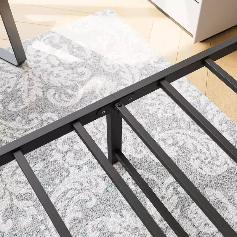Twin Metal Platform Bed Frame with Headboard & Footboard – Under-Bed Storage, No Box Spring