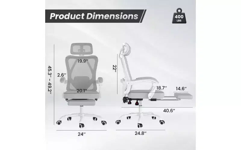 Ergonomic High-Back Mesh Office Chair with Footrest, Headrest & Adjustable Lumbar Support
