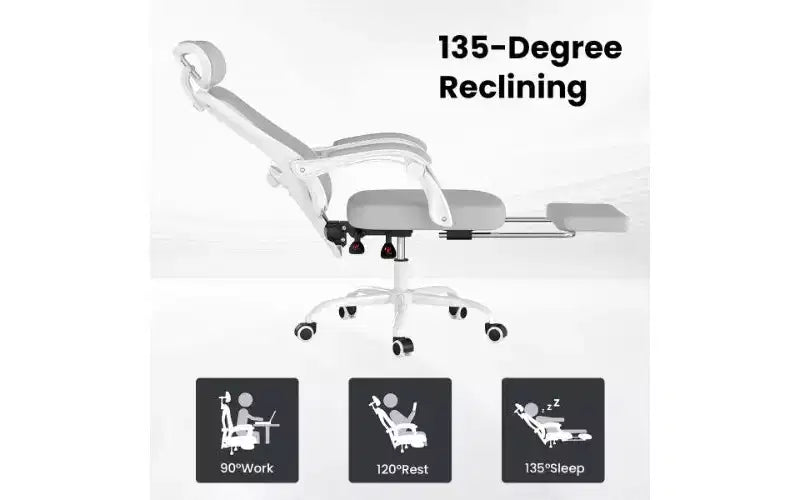Ergonomic High-Back Mesh Office Chair with Footrest, Headrest & Adjustable Lumbar Support