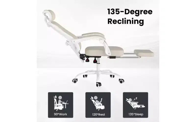 Ergonomic High-Back Mesh Office Chair with Footrest, Headrest & Adjustable Lumbar Support
