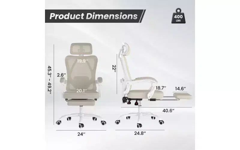 Ergonomic High-Back Mesh Office Chair with Footrest, Headrest & Adjustable Lumbar Support