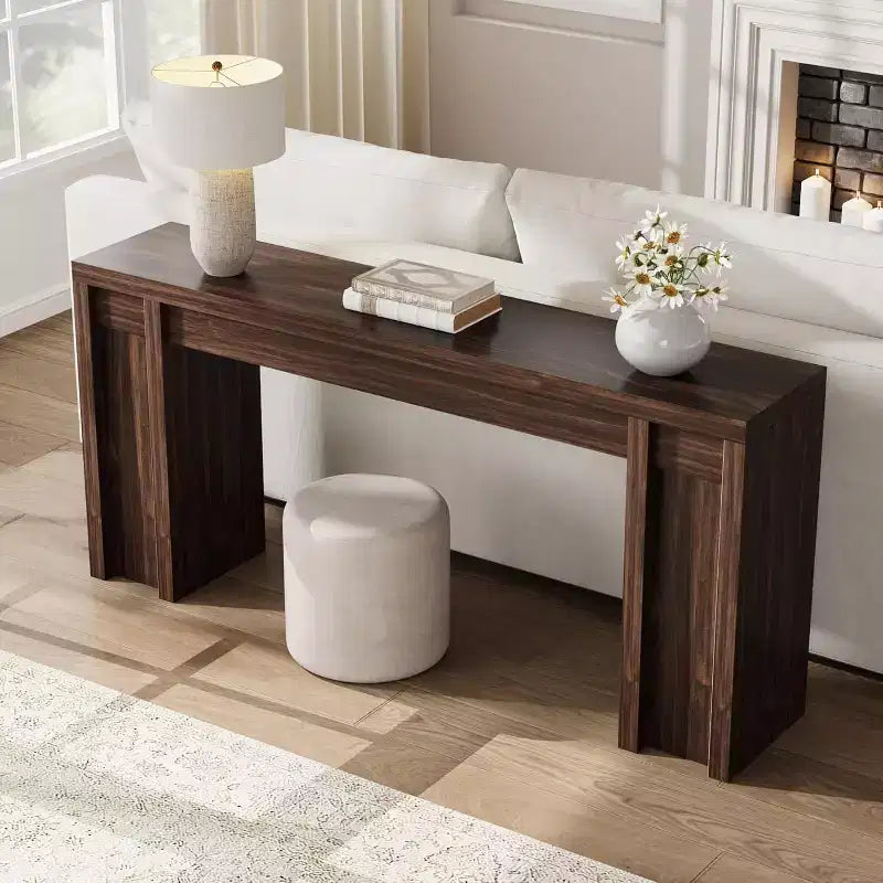 70in Extra-Long Wooden Console Table for Entryway, Hallway & Behind Couch – Brown
