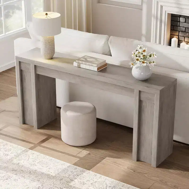 70in Extra-Long Wooden Console Table for Entryway, Hallway & Behind Couch – Brown