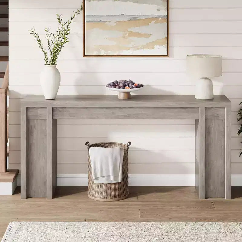 70in Extra-Long Wooden Console Table for Entryway, Hallway & Behind Couch – Brown