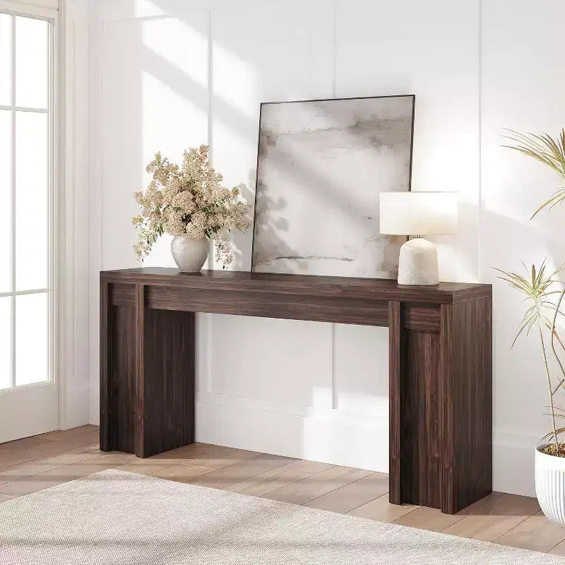70in Extra-Long Wooden Console Table for Entryway, Hallway & Behind Couch – Brown