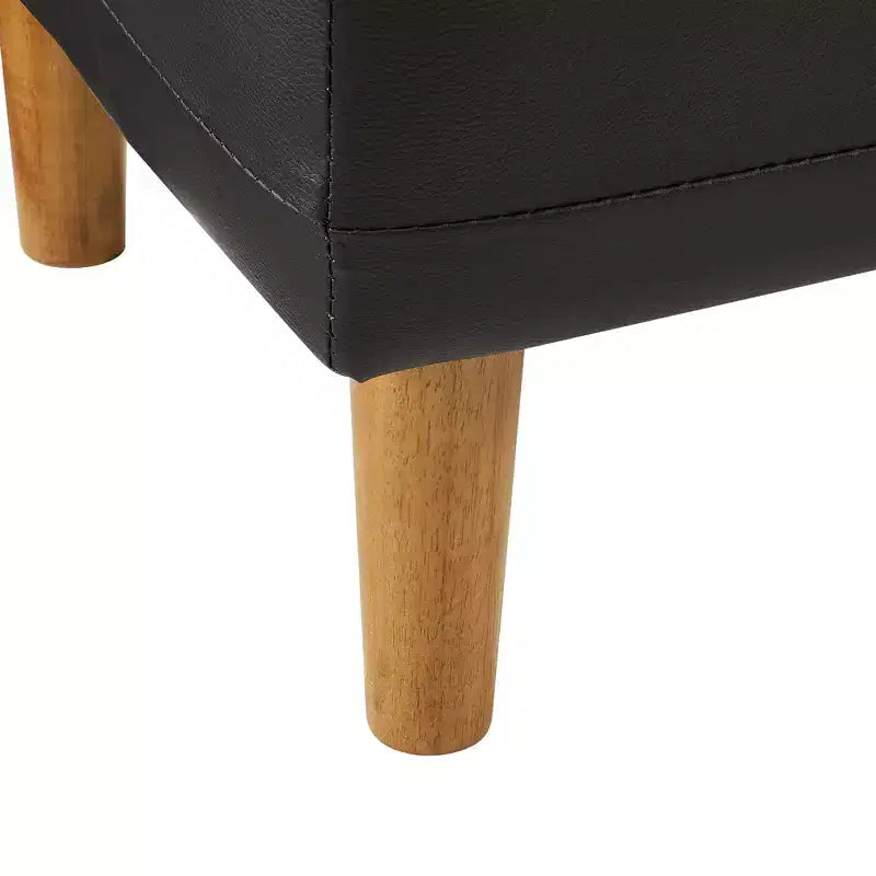 44in PU Leather Storage Ottoman Bench with Hidden Compartment & Shoe Shelf – Black