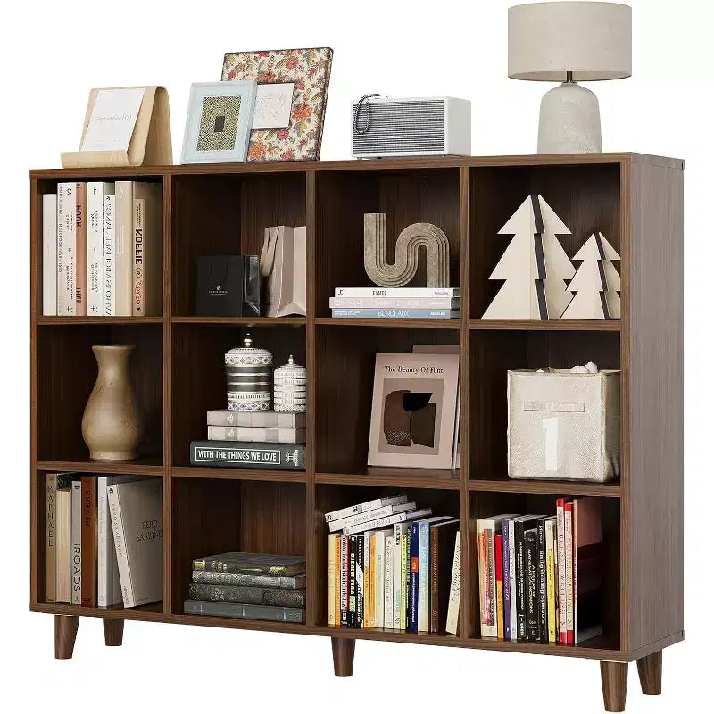 Freestanding Open Cube Bookshelf with Leg Base – Modern Display & Storage Shelf