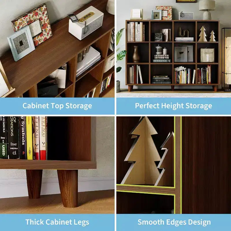 Freestanding Open Cube Bookshelf with Leg Base – Modern Display & Storage Shelf