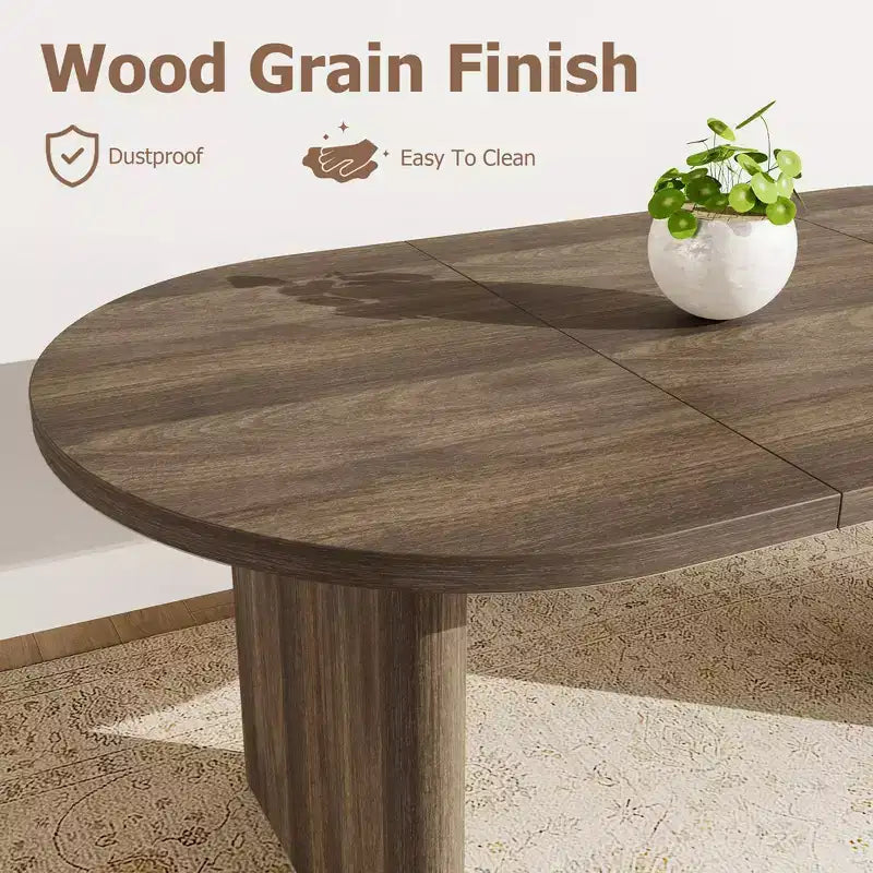 Modern Wooden Dining Table & Office Desk – Thickened Desktop, Heavy-Duty Base, Seats 6