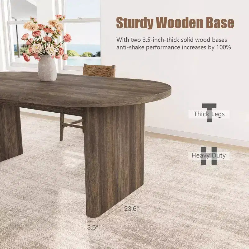 Modern Wooden Dining Table & Office Desk – Thickened Desktop, Heavy-Duty Base, Seats 6