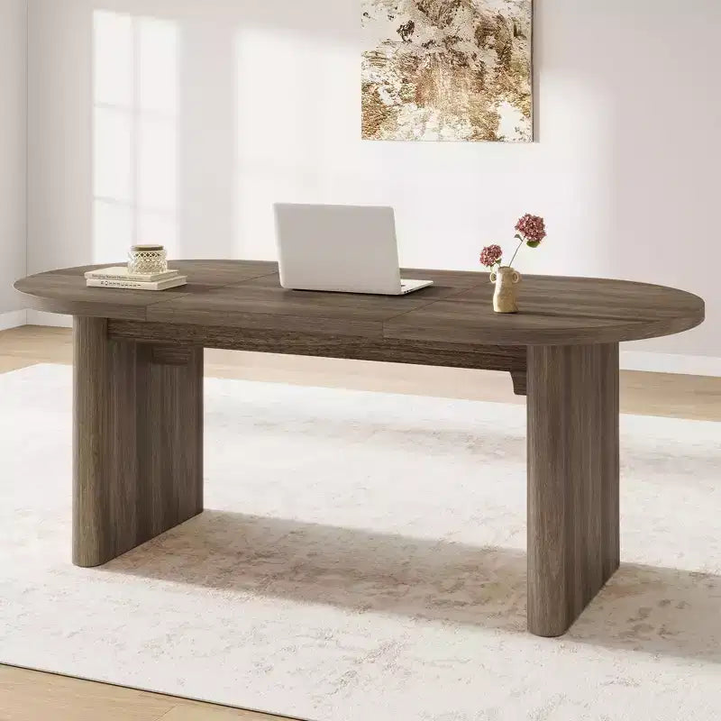 Modern Wooden Dining Table & Office Desk – Thickened Desktop, Heavy-Duty Base, Seats 6
