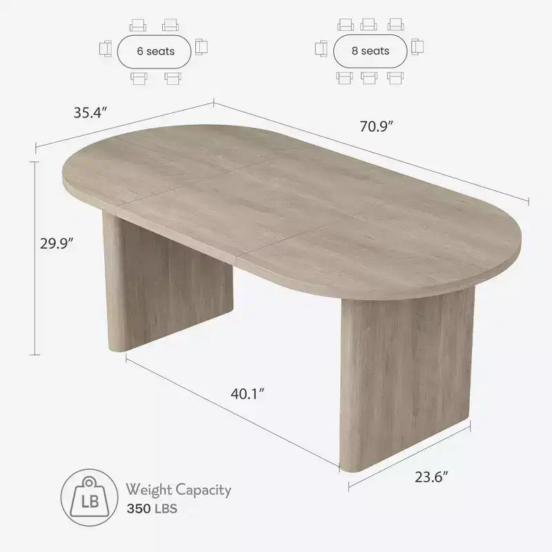 Modern Wooden Dining Table & Office Desk – Thickened Desktop, Heavy-Duty Base, Seats 6