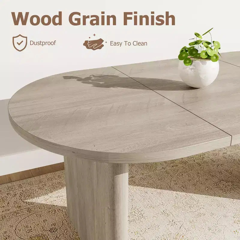 Modern Wooden Dining Table & Office Desk – Thickened Desktop, Heavy-Duty Base, Seats 6