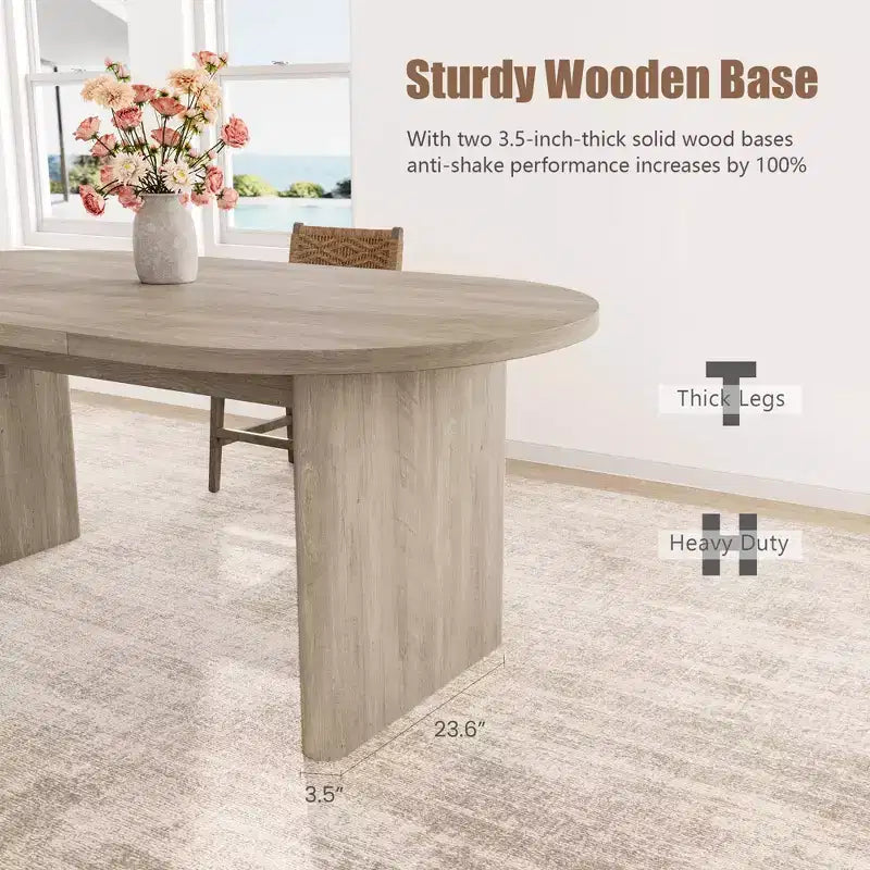 Modern Wooden Dining Table & Office Desk – Thickened Desktop, Heavy-Duty Base, Seats 6