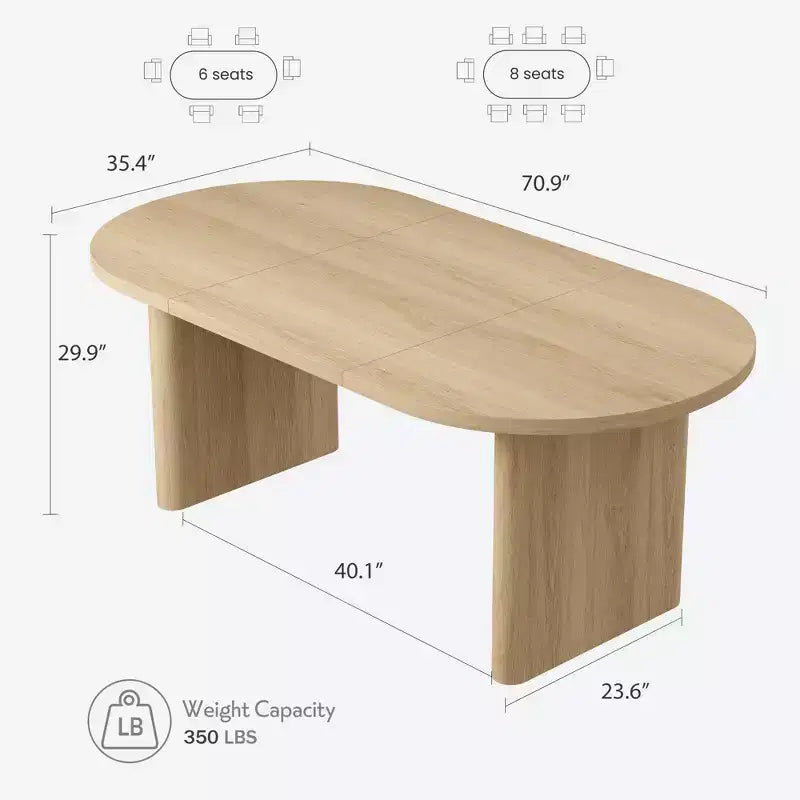 Modern Wooden Dining Table & Office Desk – Thickened Desktop, Heavy-Duty Base, Seats 6