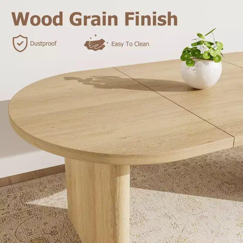 Modern Wooden Dining Table & Office Desk – Thickened Desktop, Heavy-Duty Base, Seats 6