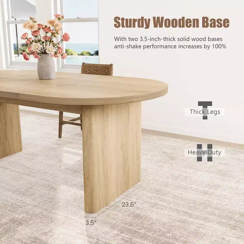 Modern Wooden Dining Table & Office Desk – Thickened Desktop, Heavy-Duty Base, Seats 6