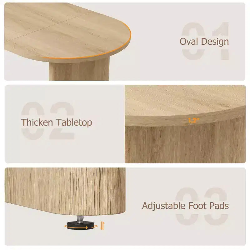 Modern Wooden Dining Table & Office Desk – Thickened Desktop, Heavy-Duty Base, Seats 6