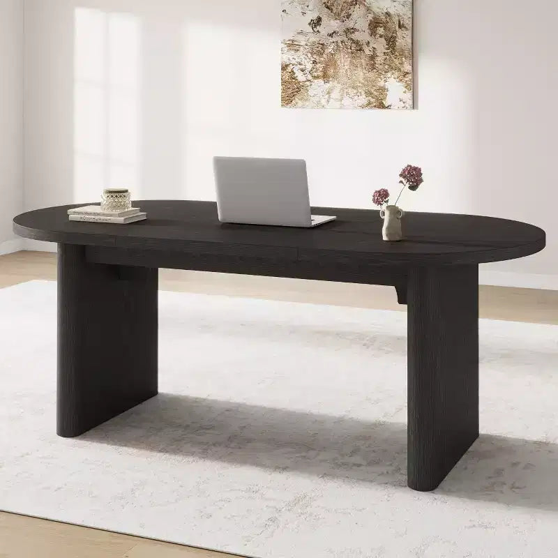 Modern Wooden Dining Table & Office Desk – Thickened Desktop, Heavy-Duty Base, Seats 6