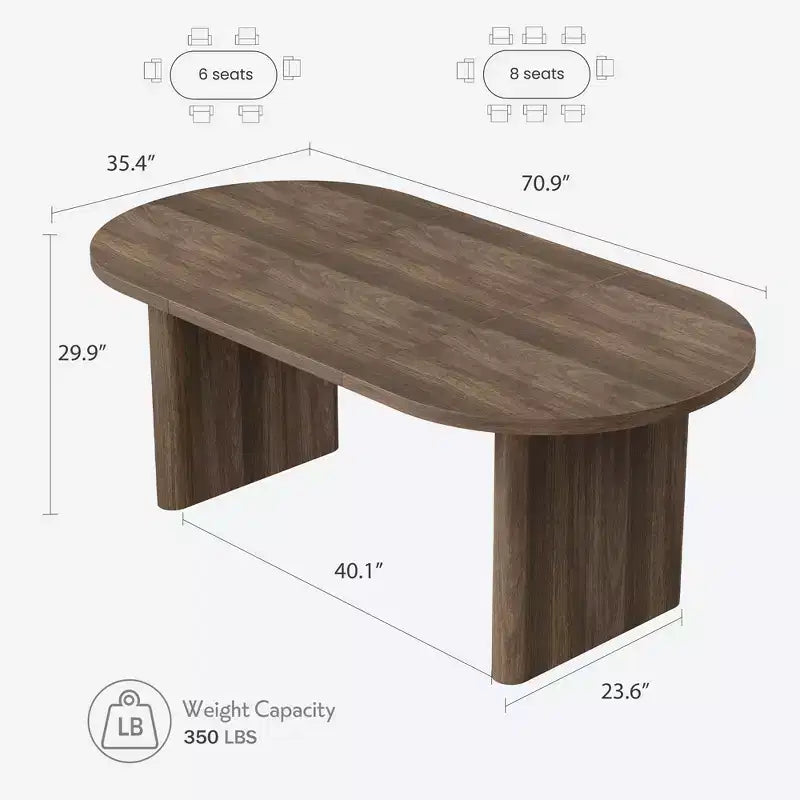 Modern Wooden Dining Table & Office Desk – Thickened Desktop, Heavy-Duty Base, Seats 6