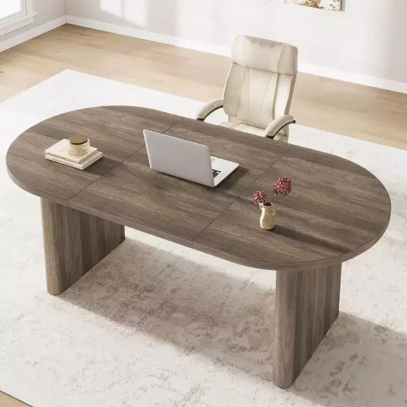 Modern Wooden Dining Table & Office Desk – Thickened Desktop, Heavy-Duty Base, Seats 6