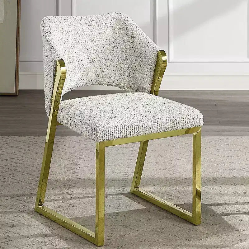 Acme Furniture Galdesa Dining Chair Teddy Faux Shearling/Gold Finish