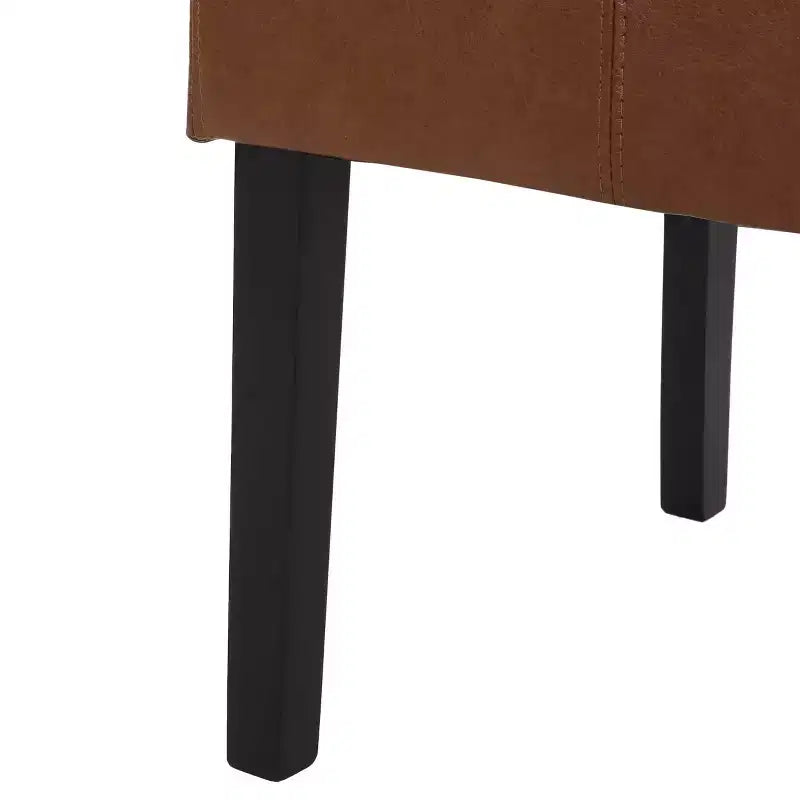 Set of 2 Upholstered Faux Leather Dining Chairs with T-Stitch Design & Wood Legs