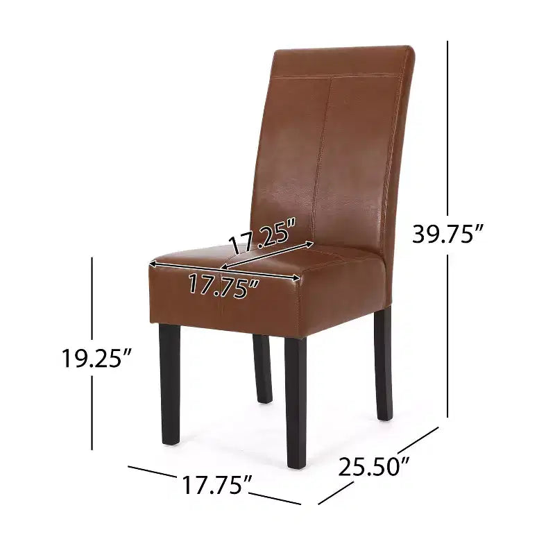Set of 2 Upholstered Faux Leather Dining Chairs with T-Stitch Design & Wood Legs