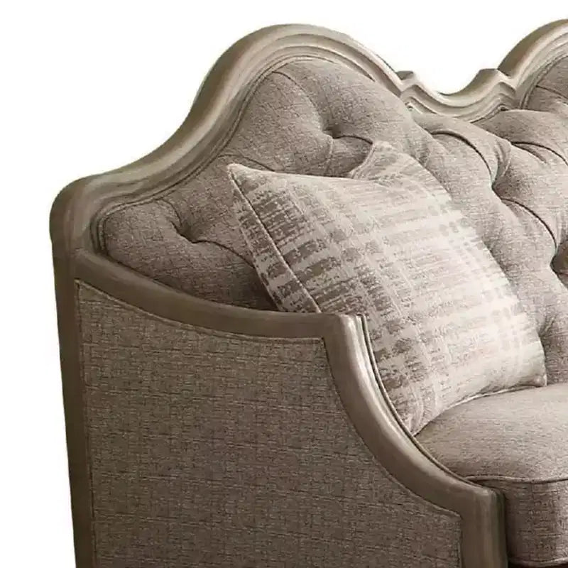 Acme Furniture Chelmsford Sofa Beige Fabric/Antique Taupe