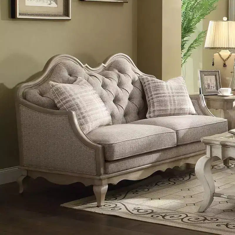 Acme Furniture Chelmsford Sofa Beige Fabric/Antique Taupe