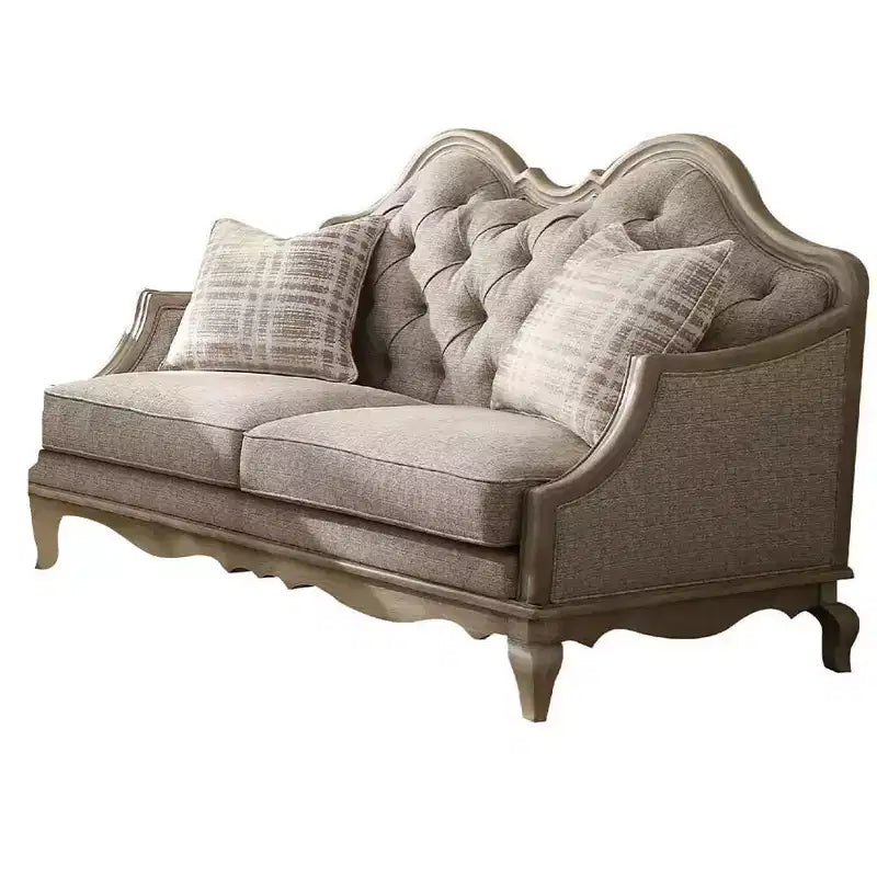 Acme Furniture Chelmsford Sofa Beige Fabric/Antique Taupe